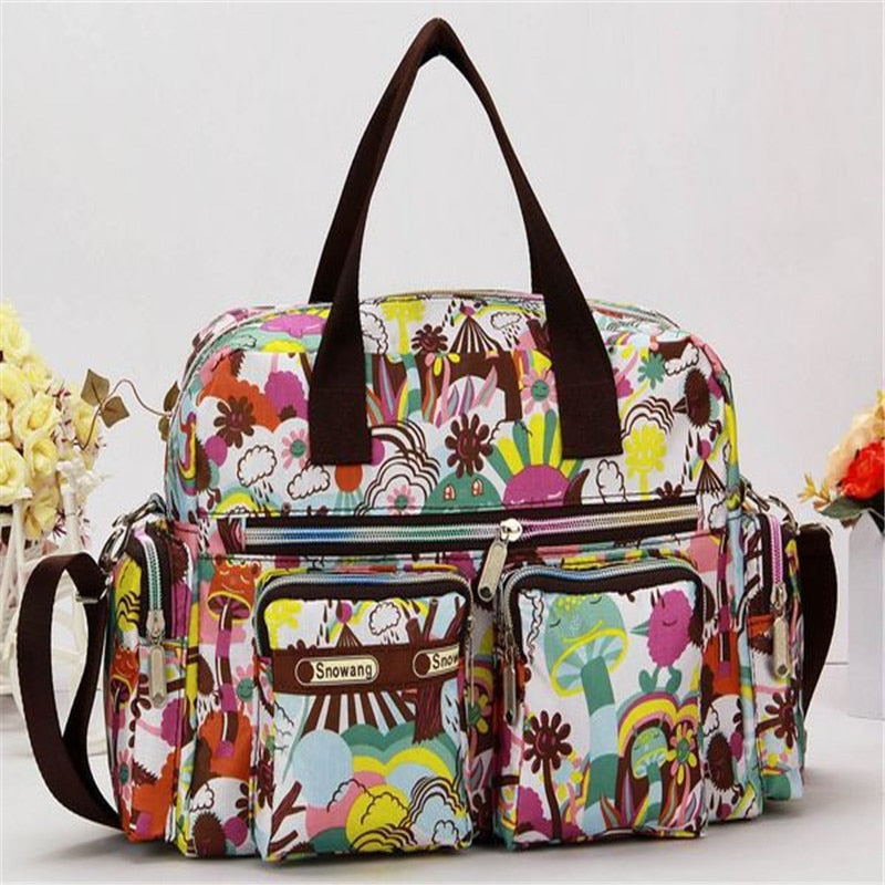 Ladies Messenger Bag Casual Handbag Shoulder Large Capacity Waterproof Tote Bag Flower Printed Bags Outdoor Picnic Bag For Women