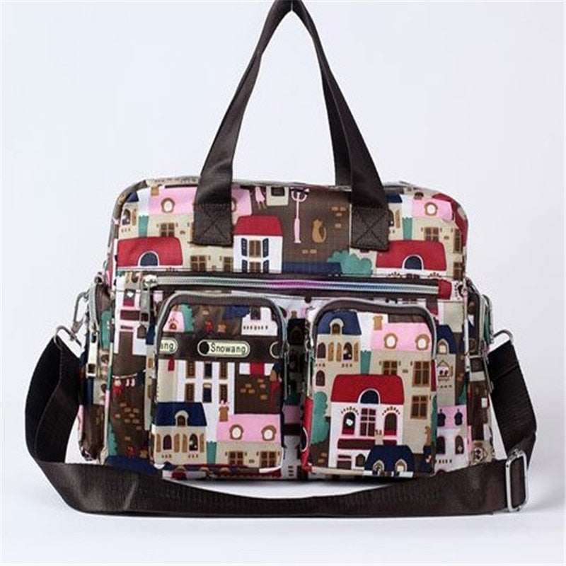 Ladies Messenger Bag Casual Handbag Shoulder Large Capacity Waterproof Tote Bag Flower Printed Bags Outdoor Picnic Bag For Women