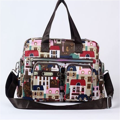 Ladies Messenger Bag Casual Handbag Shoulder Large Capacity Waterproof Tote Bag Flower Printed Bags Outdoor Picnic Bag For Women