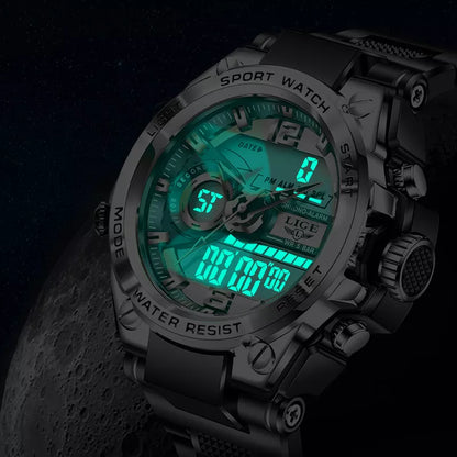 Reloj militar digital LIGE para hombre, resistente al agua hasta 50 m, LED, de cuarzo, deportivo, grande, Masculino