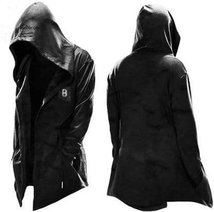 Capa de cosplay de Halloween para hombre, chaqueta con capucha