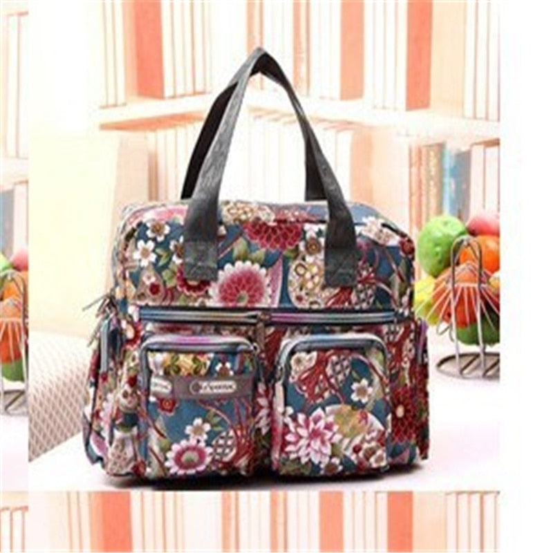 Ladies Messenger Bag Casual Handbag Shoulder Large Capacity Waterproof Tote Bag Flower Printed Bags Outdoor Picnic Bag For Women