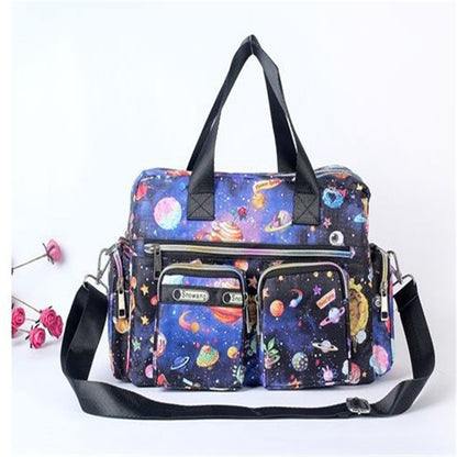 Ladies Messenger Bag Casual Handbag Shoulder Large Capacity Waterproof Tote Bag Flower Printed Bags Outdoor Picnic Bag For Women