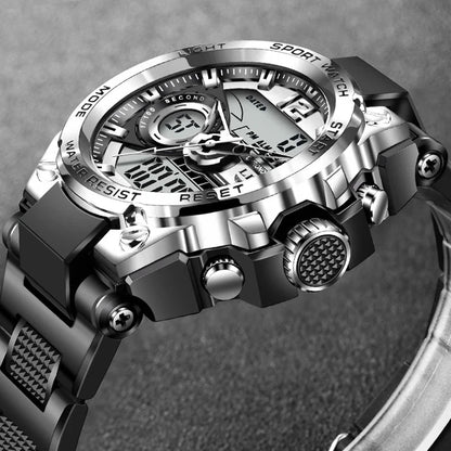 Reloj militar digital LIGE para hombre, resistente al agua hasta 50 m, LED, de cuarzo, deportivo, grande, Masculino