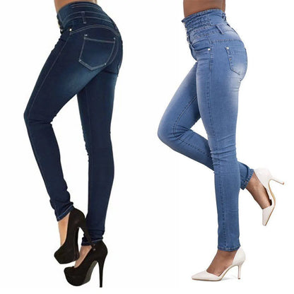 Pantalones vaqueros pitillo de alta calidad para mujer, venta al por mayor, de marca superior, elásticos, de cintura alta