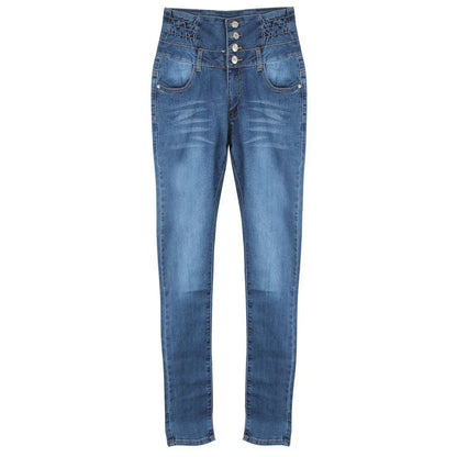 Pantalones vaqueros pitillo de alta calidad para mujer, venta al por mayor, de marca superior, elásticos, de cintura alta