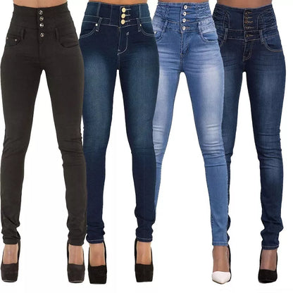 Pantalones vaqueros pitillo de alta calidad para mujer, venta al por mayor, de marca superior, elásticos, de cintura alta