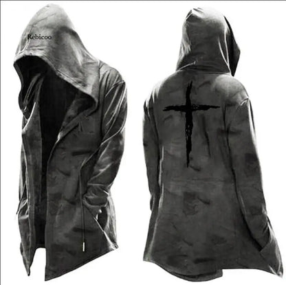 Capa de cosplay de Halloween para hombre, chaqueta con capucha