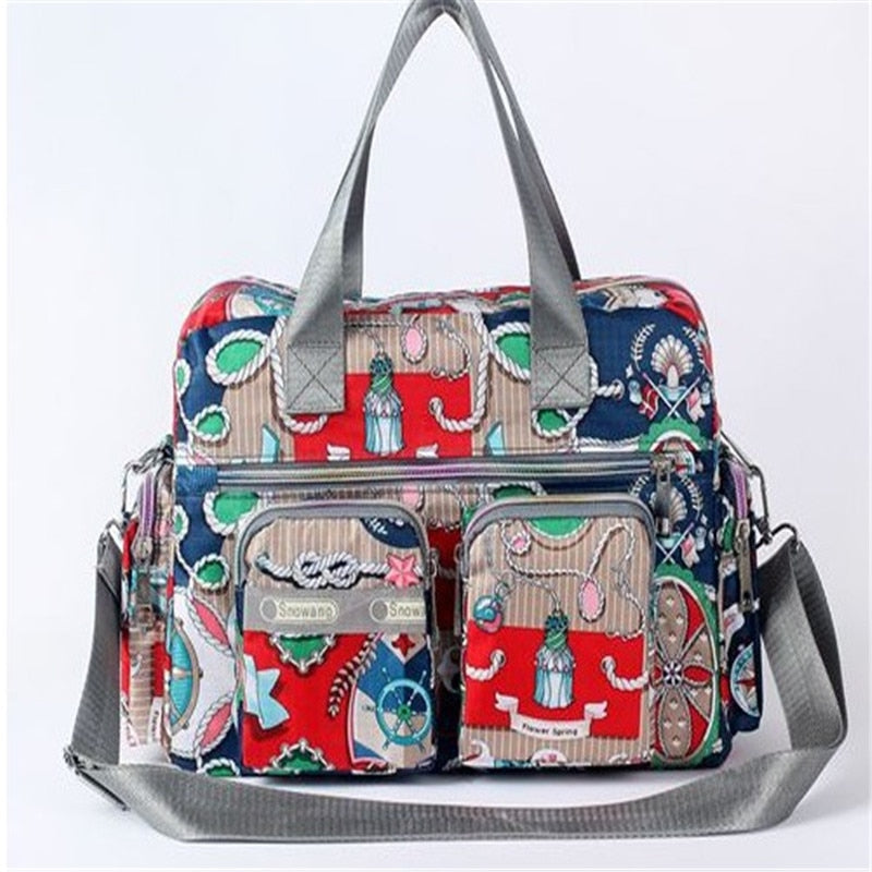 Ladies Messenger Bag Casual Handbag Shoulder Large Capacity Waterproof Tote Bag Flower Printed Bags Outdoor Picnic Bag For Women