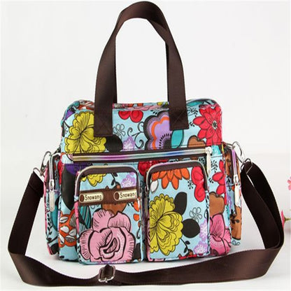 Ladies Messenger Bag Casual Handbag Shoulder Large Capacity Waterproof Tote Bag Flower Printed Bags Outdoor Picnic Bag For Women