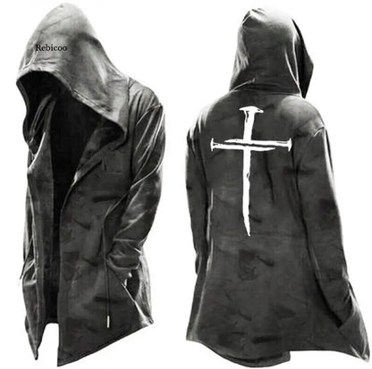 Capa de cosplay de Halloween para hombre, chaqueta con capucha