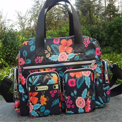 Ladies Messenger Bag Casual Handbag Shoulder Large Capacity Waterproof Tote Bag Flower Printed Bags Outdoor Picnic Bag For Women