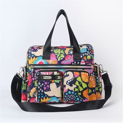 Ladies Messenger Bag Casual Handbag Shoulder Large Capacity Waterproof Tote Bag Flower Printed Bags Outdoor Picnic Bag For Women