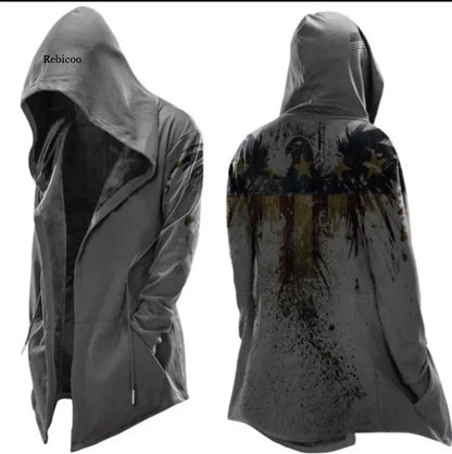 Capa de cosplay de Halloween para hombre, chaqueta con capucha