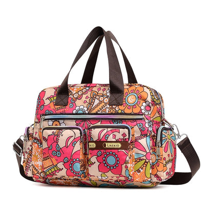Ladies Messenger Bag Casual Handbag Shoulder Large Capacity Waterproof Tote Bag Flower Printed Bags Outdoor Picnic Bag For Women