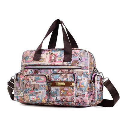 Ladies Messenger Bag Casual Handbag Shoulder Large Capacity Waterproof Tote Bag Flower Printed Bags Outdoor Picnic Bag For Women