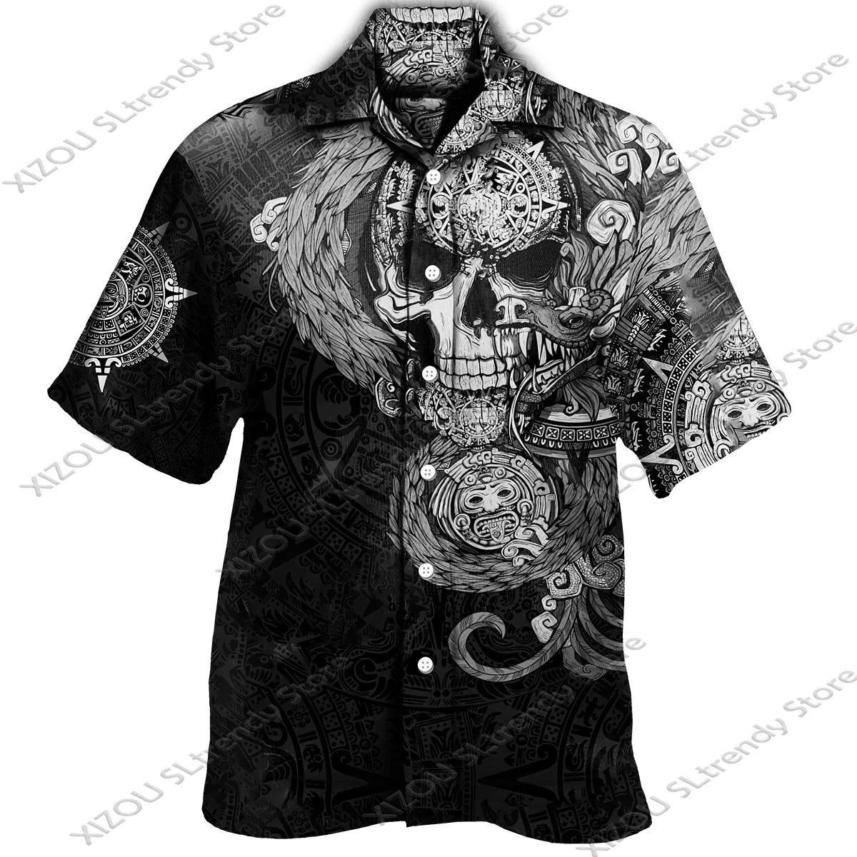 Mythology Button Shirts Gothic Turn Down Collar