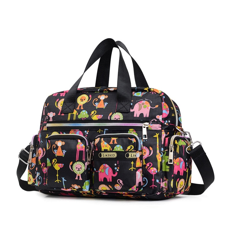 Ladies Messenger Bag Casual Handbag Shoulder Large Capacity Waterproof Tote Bag Flower Printed Bags Outdoor Picnic Bag For Women