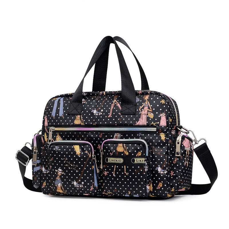 Ladies Messenger Bag Casual Handbag Shoulder Large Capacity Waterproof Tote Bag Flower Printed Bags Outdoor Picnic Bag For Women