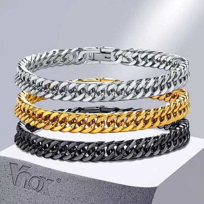 Joyería de regalo Vnox para hombre en acero inoxidable de 7/8/9/10/12/15 mm, longitud 19 cm/21,5 cm