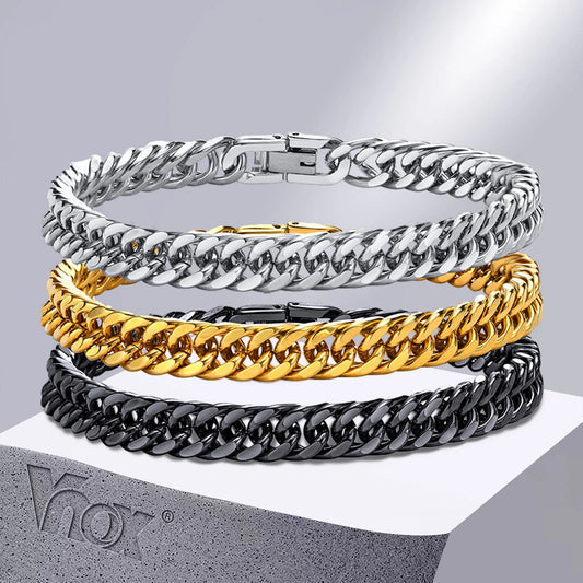 Vnox Men's Stainless Steel 7/8/9/10/12/15MM Gifts Jewelry, Length 19cm/21.5cm