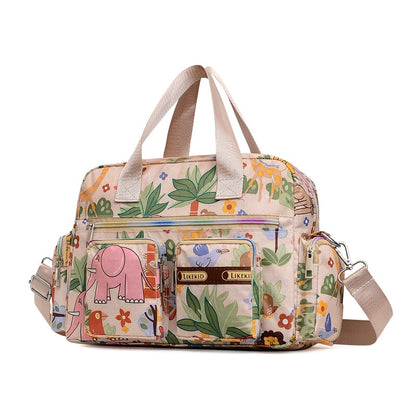 Ladies Messenger Bag Casual Handbag Shoulder Large Capacity Waterproof Tote Bag Flower Printed Bags Outdoor Picnic Bag For Women