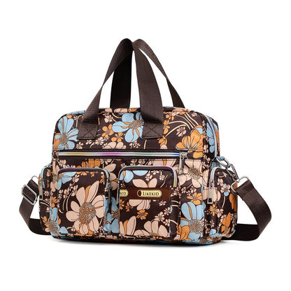 Ladies Messenger Bag Casual Handbag Shoulder Large Capacity Waterproof Tote Bag Flower Printed Bags Outdoor Picnic Bag For Women