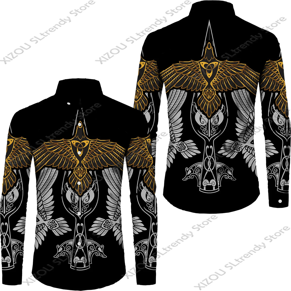 Mythology Button Shirts Gothic Turn Down Collar