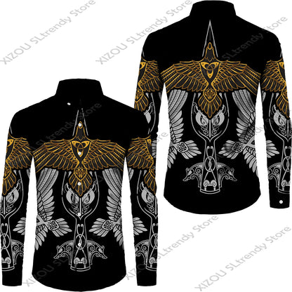 Mythology Button Shirts Gothic Turn Down Collar