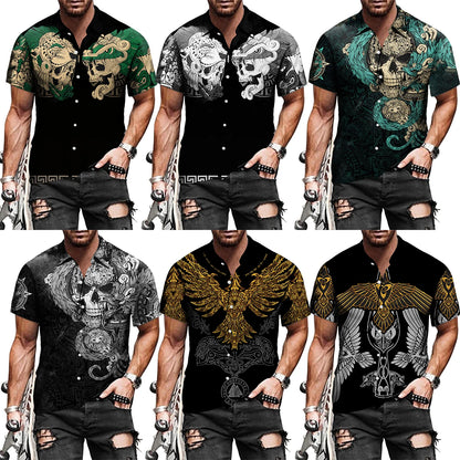 Mythology Button Shirts Gothic Turn Down Collar