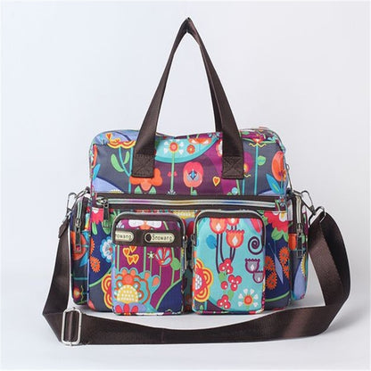 Ladies Messenger Bag Casual Handbag Shoulder Large Capacity Waterproof Tote Bag Flower Printed Bags Outdoor Picnic Bag For Women