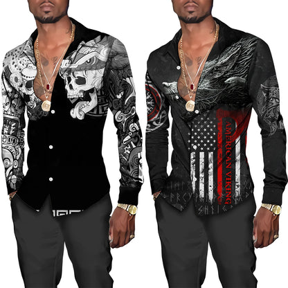 Mythology Button Shirts Gothic Turn Down Collar