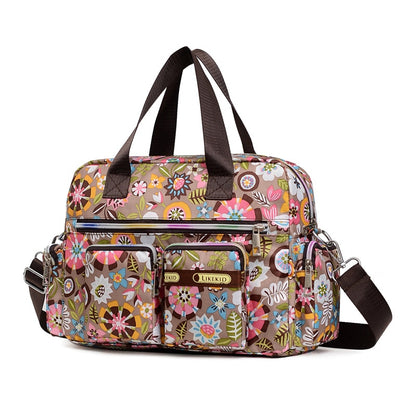 Ladies Messenger Bag Casual Handbag Shoulder Large Capacity Waterproof Tote Bag Flower Printed Bags Outdoor Picnic Bag For Women