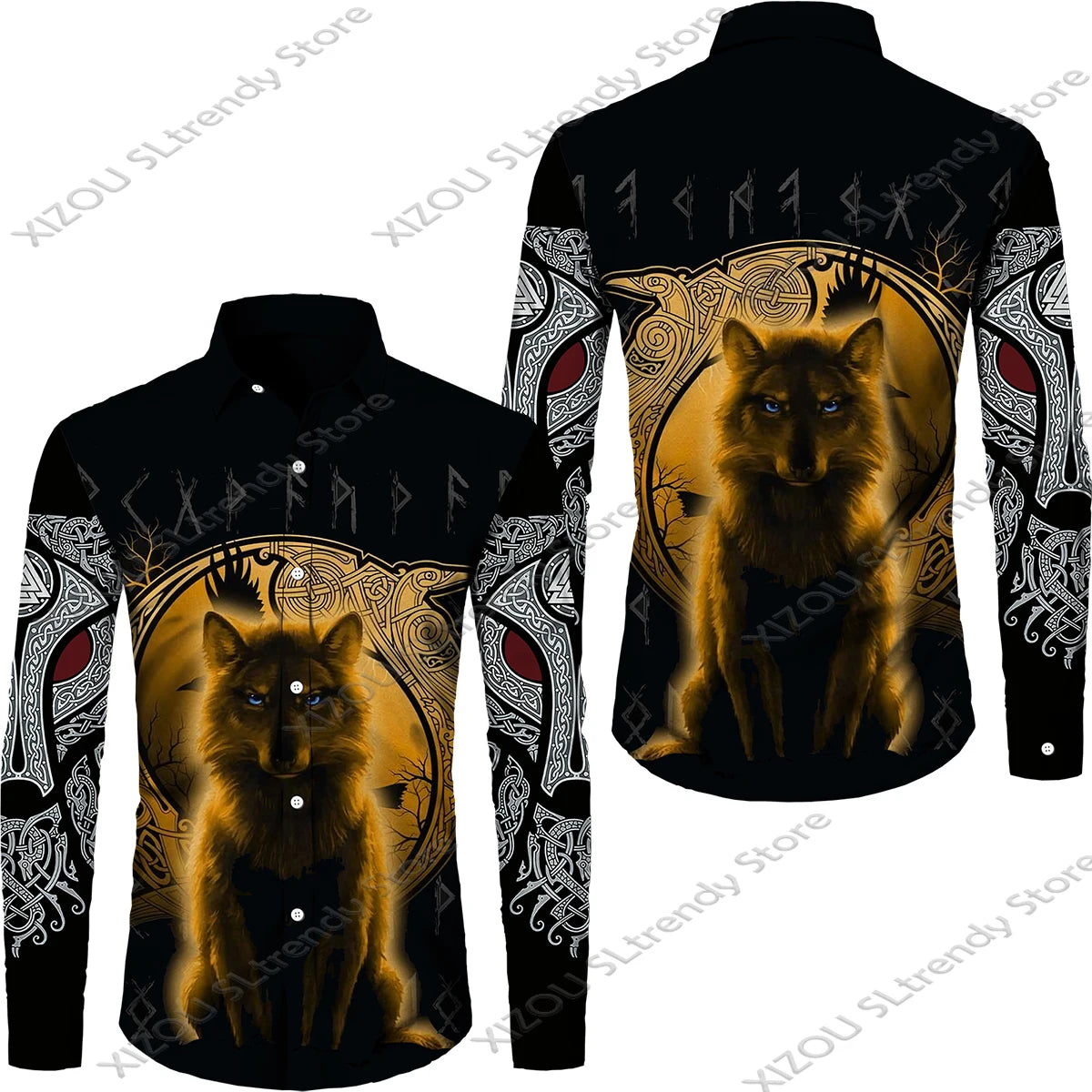 Mythology Button Shirts Gothic Turn Down Collar
