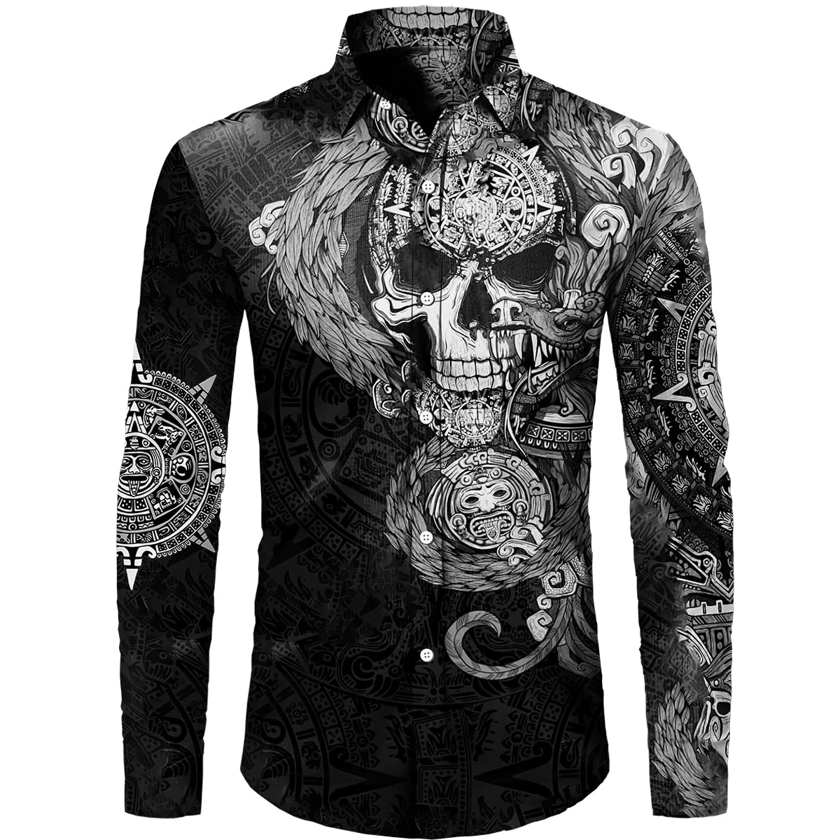 Mythology Button Shirts Gothic Turn Down Collar