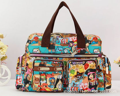 Ladies Messenger Bag Casual Handbag Shoulder Large Capacity Waterproof Tote Bag Flower Printed Bags Outdoor Picnic Bag For Women