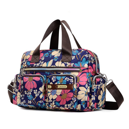Ladies Messenger Bag Casual Handbag Shoulder Large Capacity Waterproof Tote Bag Flower Printed Bags Outdoor Picnic Bag For Women