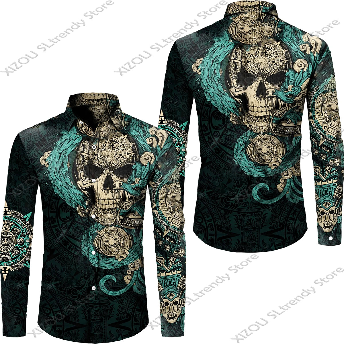 Mythology Button Shirts Gothic Turn Down Collar