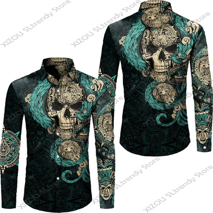 Mythology Button Shirts Gothic Turn Down Collar