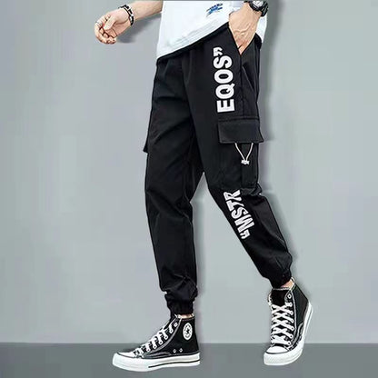 Pantalones harén con cintas casuales y múltiples bolsillos