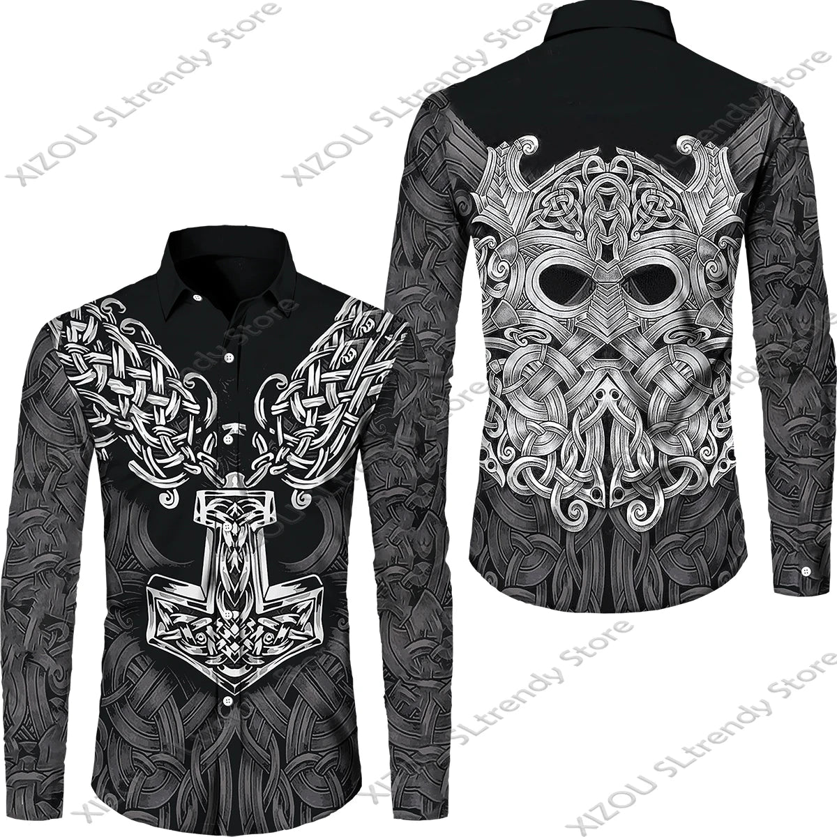 Mythology Button Shirts Gothic Turn Down Collar