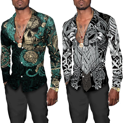 Mythology Button Shirts Gothic Turn Down Collar