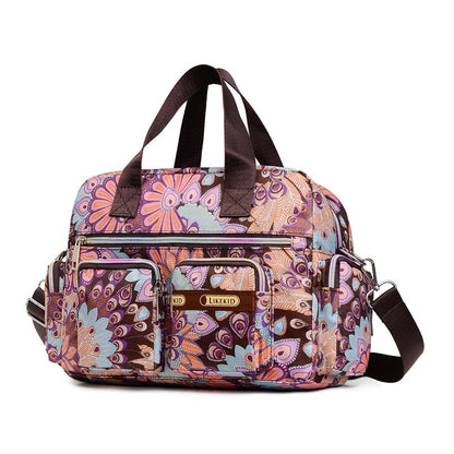Ladies Messenger Bag Casual Handbag Shoulder Large Capacity Waterproof Tote Bag Flower Printed Bags Outdoor Picnic Bag For Women