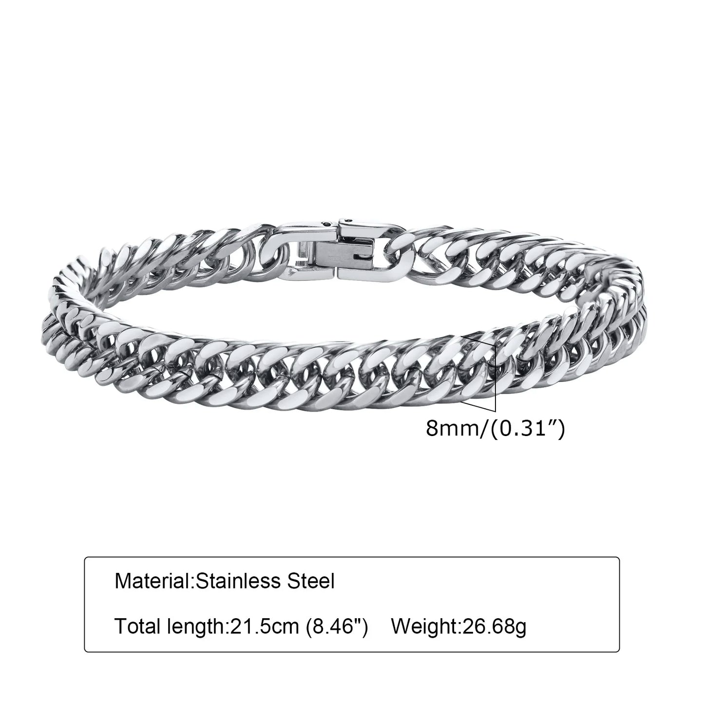 Vnox Men's Stainless Steel 7/8/9/10/12/15MM Gifts Jewelry, Length 19cm/21.5cm