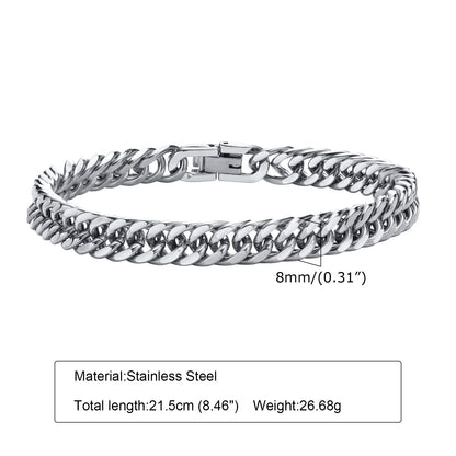Joyería de regalo Vnox para hombre en acero inoxidable de 7/8/9/10/12/15 mm, longitud 19 cm/21,5 cm