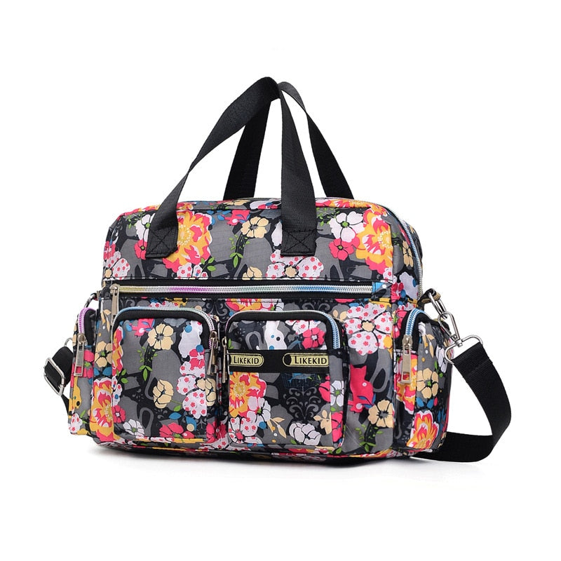 Ladies Messenger Bag Casual Handbag Shoulder Large Capacity Waterproof Tote Bag Flower Printed Bags Outdoor Picnic Bag For Women