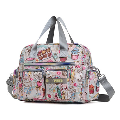 Ladies Messenger Bag Casual Handbag Shoulder Large Capacity Waterproof Tote Bag Flower Printed Bags Outdoor Picnic Bag For Women