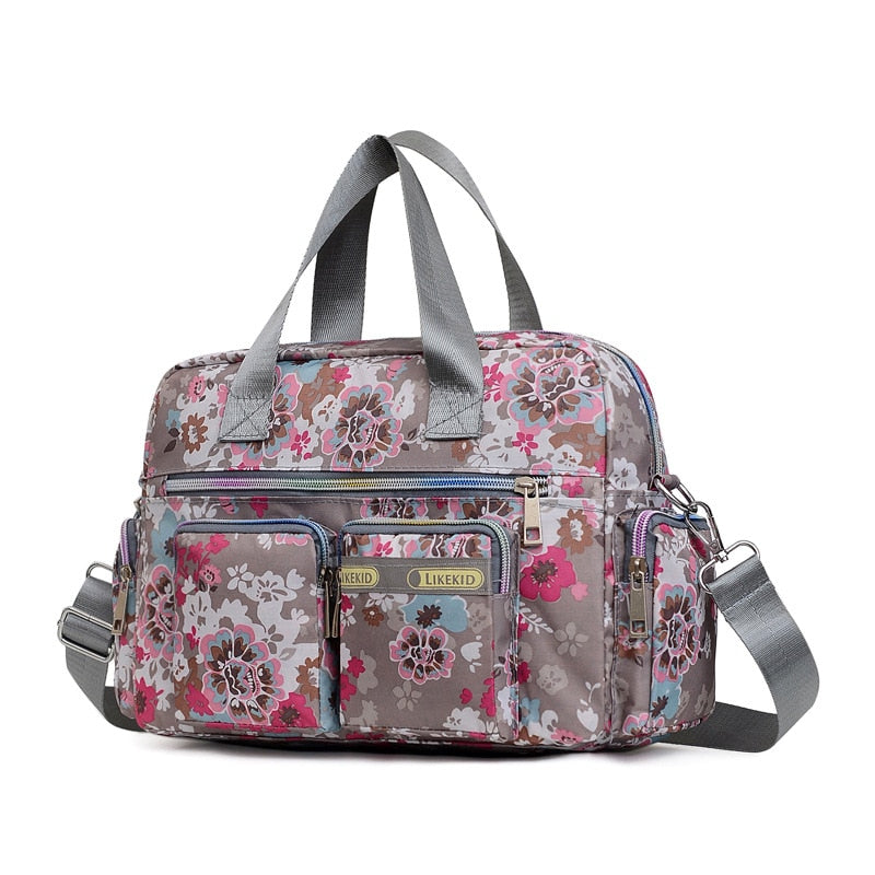 Ladies Messenger Bag Casual Handbag Shoulder Large Capacity Waterproof Tote Bag Flower Printed Bags Outdoor Picnic Bag For Women