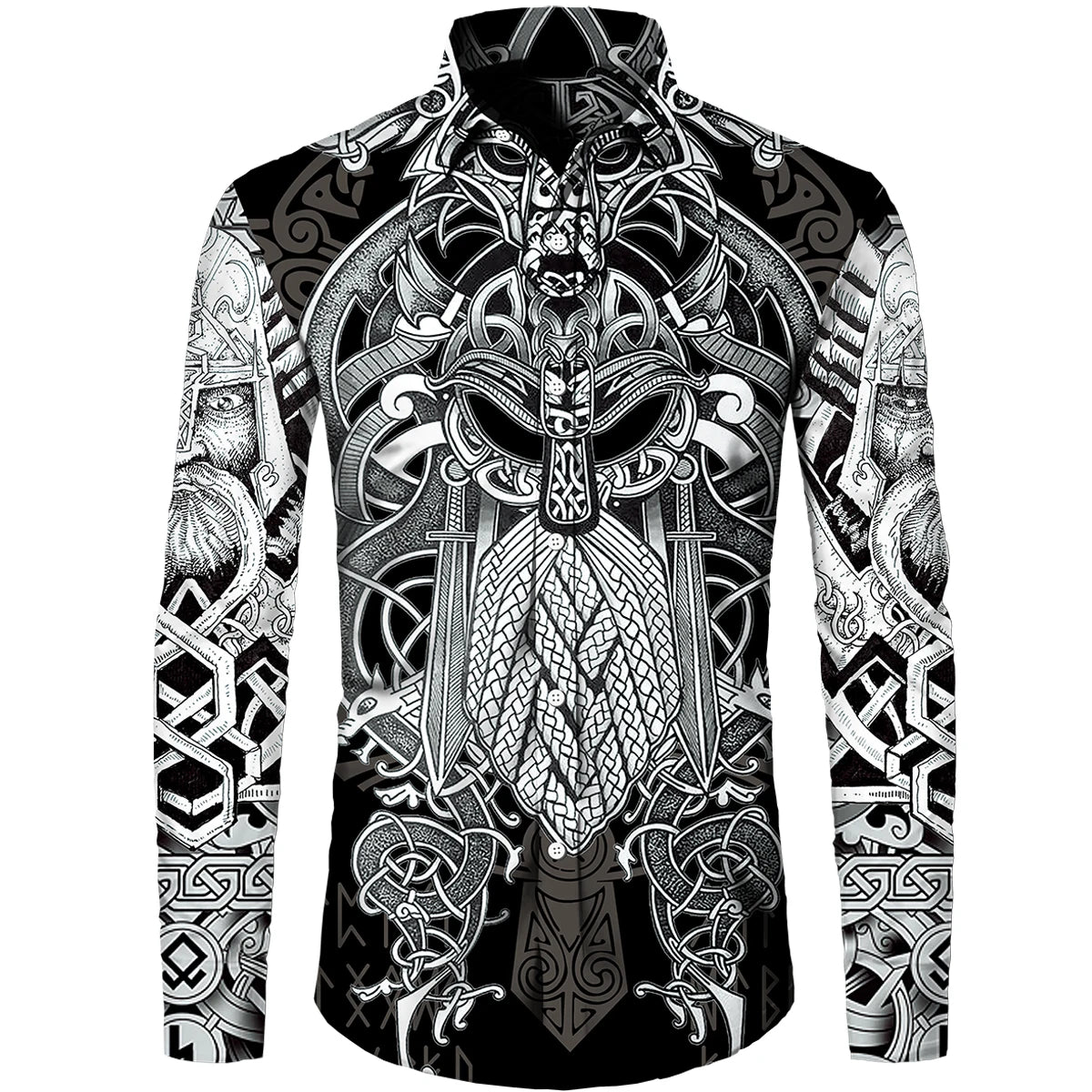 Mythology Button Shirts Gothic Turn Down Collar