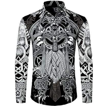 Mythology Button Shirts Gothic Turn Down Collar